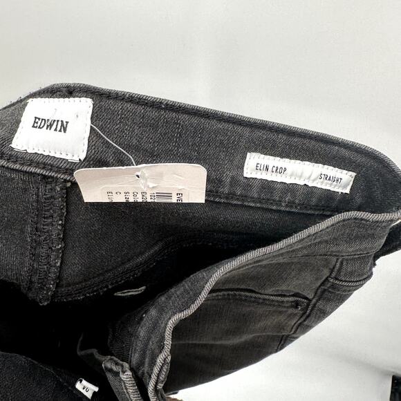 EDWIN NWT Elin Straight Long Black Denim Jean in Knight Rider // 00 (24) - Picture 14 of 14
